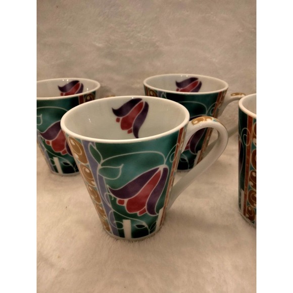kisleuska linia Other - Rare Vintage Russian Art Deco Teacup Coffee Mug Set 4 Signed